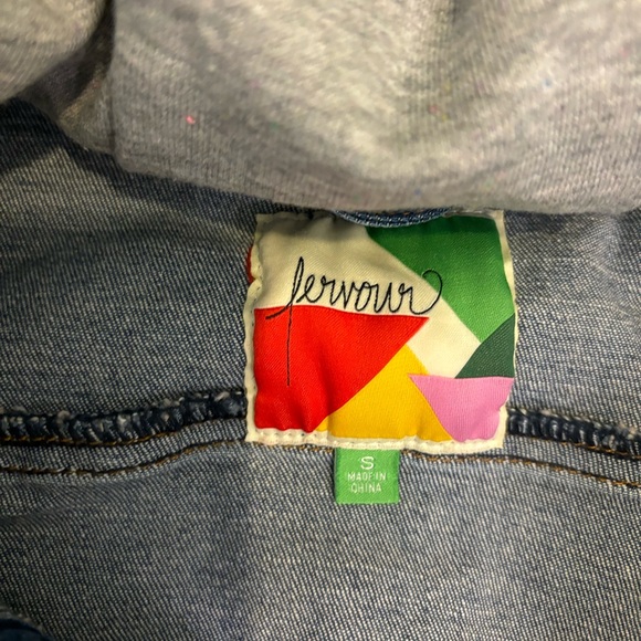 ModCloth Fervour | size S | Jean jacket with heather grey hood and sleeves - Picture 4 of 9